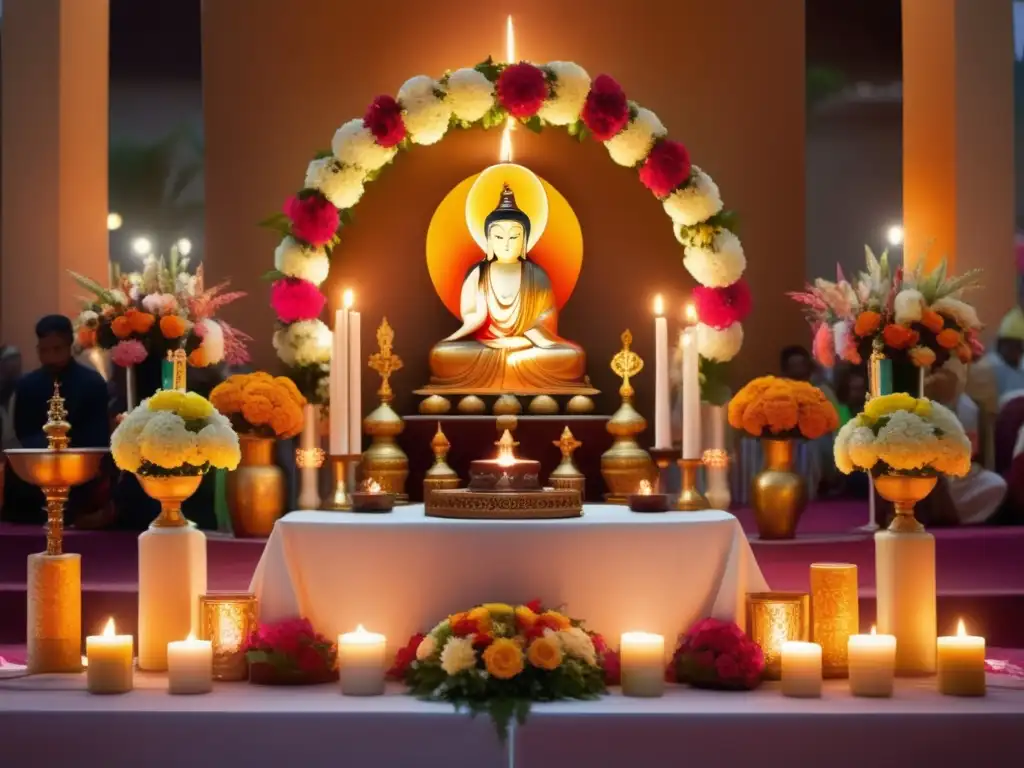 Altar adornado y festividad religiosa, objetos sagrados y tradiciones culturales