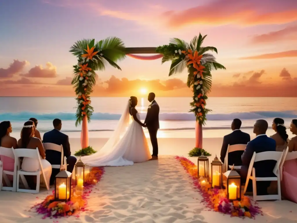 Ceremonia de boda en la playa al atardecer - Tradiciones matrimoniales alrededor del mundo