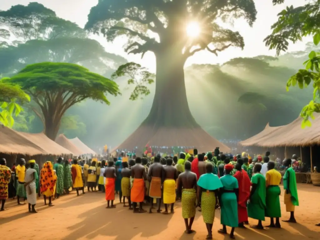 Festival Bosques Sagrados Ghana cambio climático, imagen mística y cautivadora de la celebración en el bosque sagrado