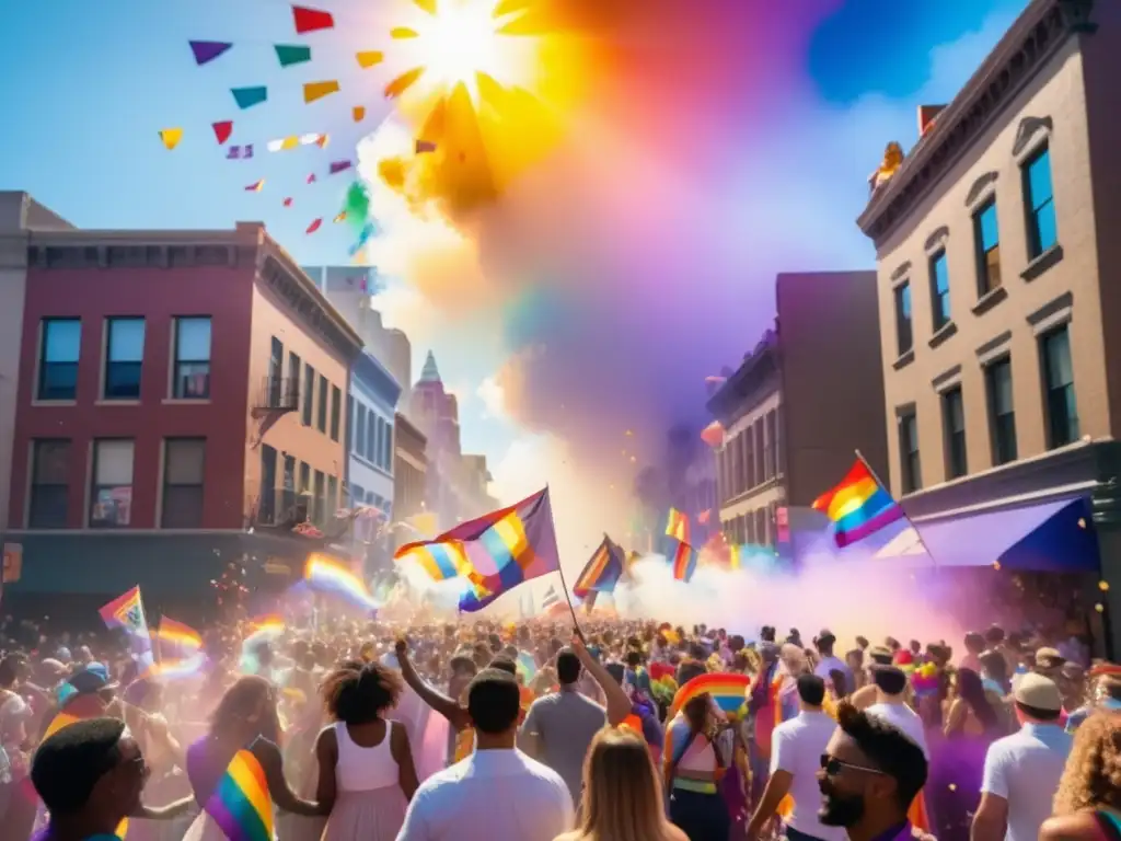 Pride parade: vibrante imagen de una calle concurrida durante un desfile del orgullo LGBTQ+