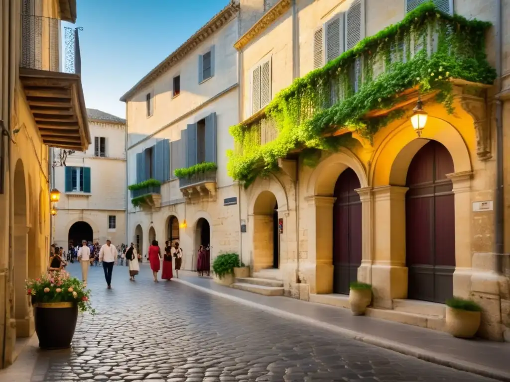 Calle animada del Festival Internacional de Teatro de Avignon: impacto económico en festivales de teatro