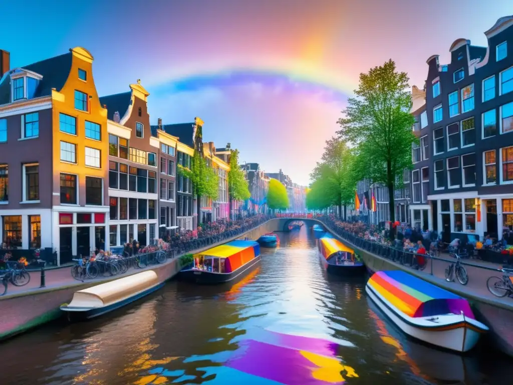 Canal en Amsterdam, festivales LGBTQ+ tradicionales mundo