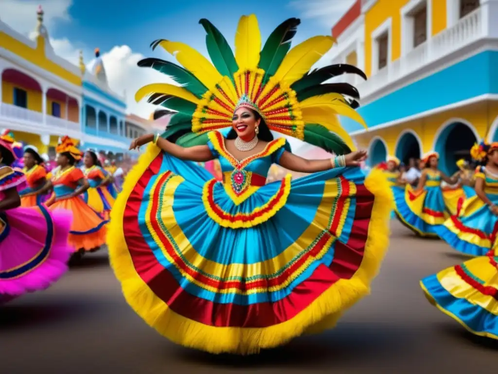 Importancia histórica Carnaval Barranquilla, evolución, colores vibrantes, trajes tradicionales, danza jubilosa, ambiente festivo