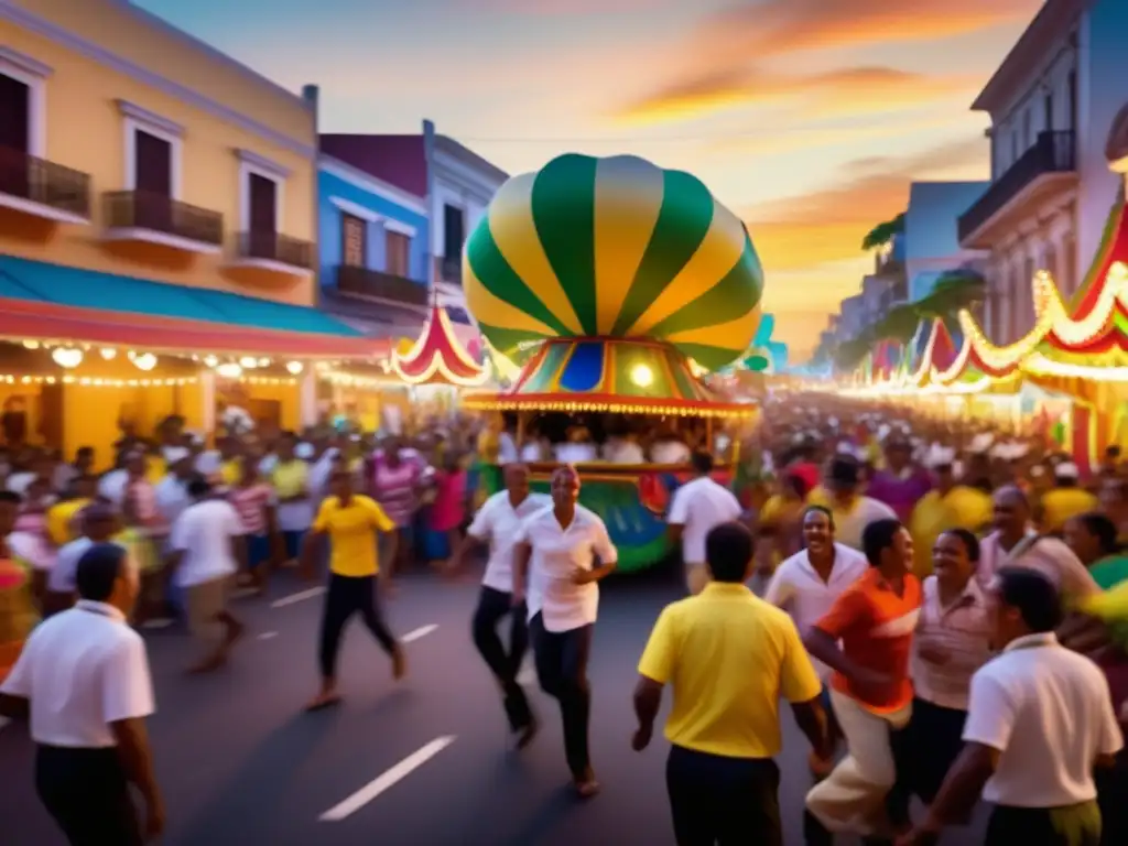 Festival tradicional de Brasil con cachaça: una escena etérea y vibrante de un carnaval lleno de color y movimiento