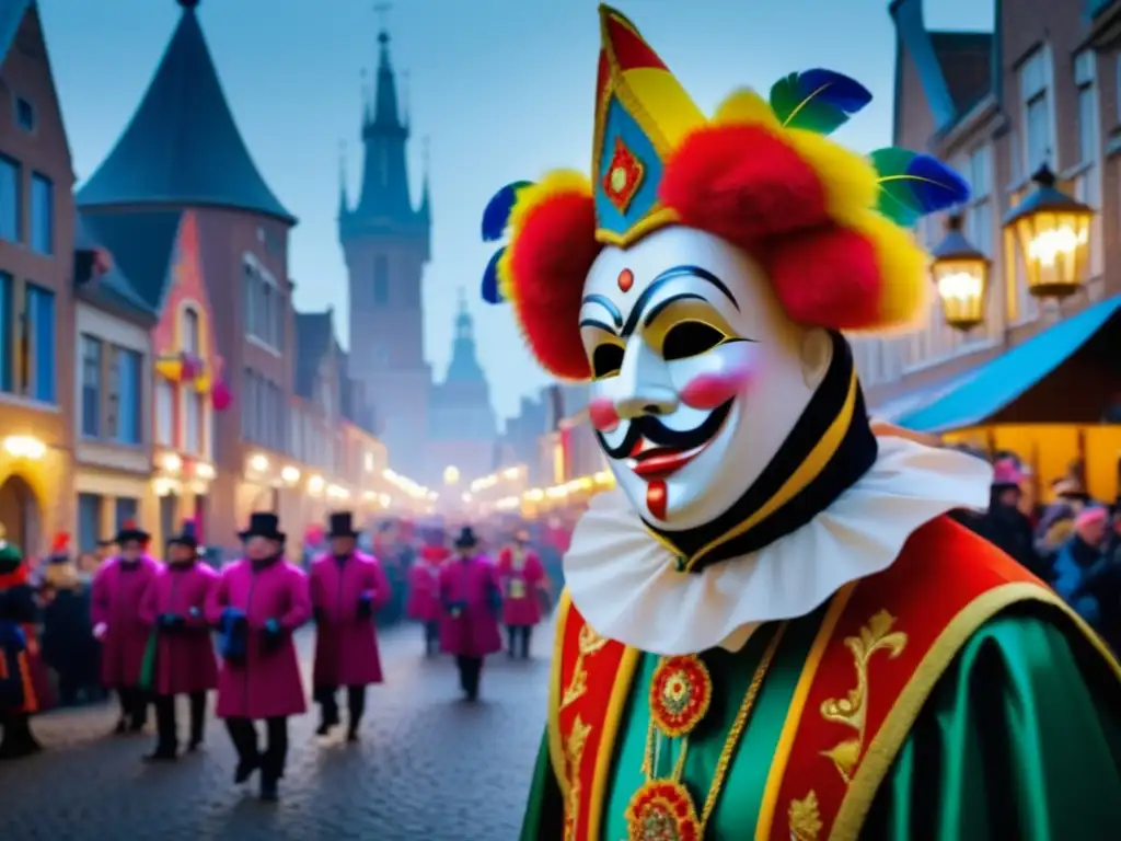 Festival Carnaval Binche: Tradición misteriosa y excitante en una imagen etérea de la celebración