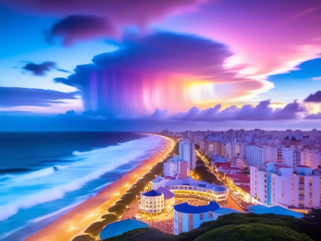 Espectacular Carnaval de Punta del Este en Uruguay - Deslumbrante desfile de colores y alegría en una imagen etérea