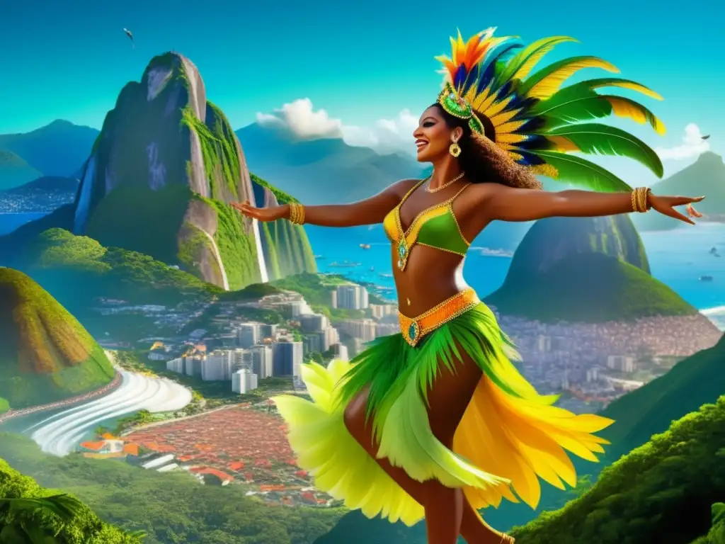 Festival Carnaval de Río de Janeiro: vibrante y etérea imagen del icónico festival, con samba, disfraces, música y alegría