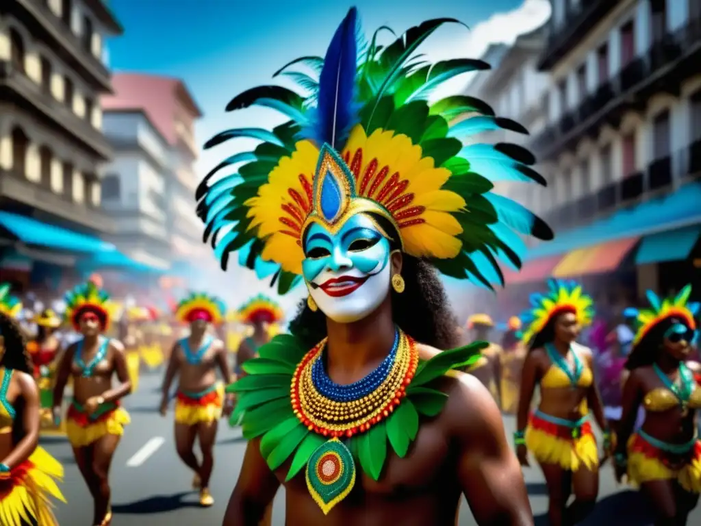 Carnaval de Río de Janeiro: vibrante procesión callejera con coloridos disfraces y música de samba