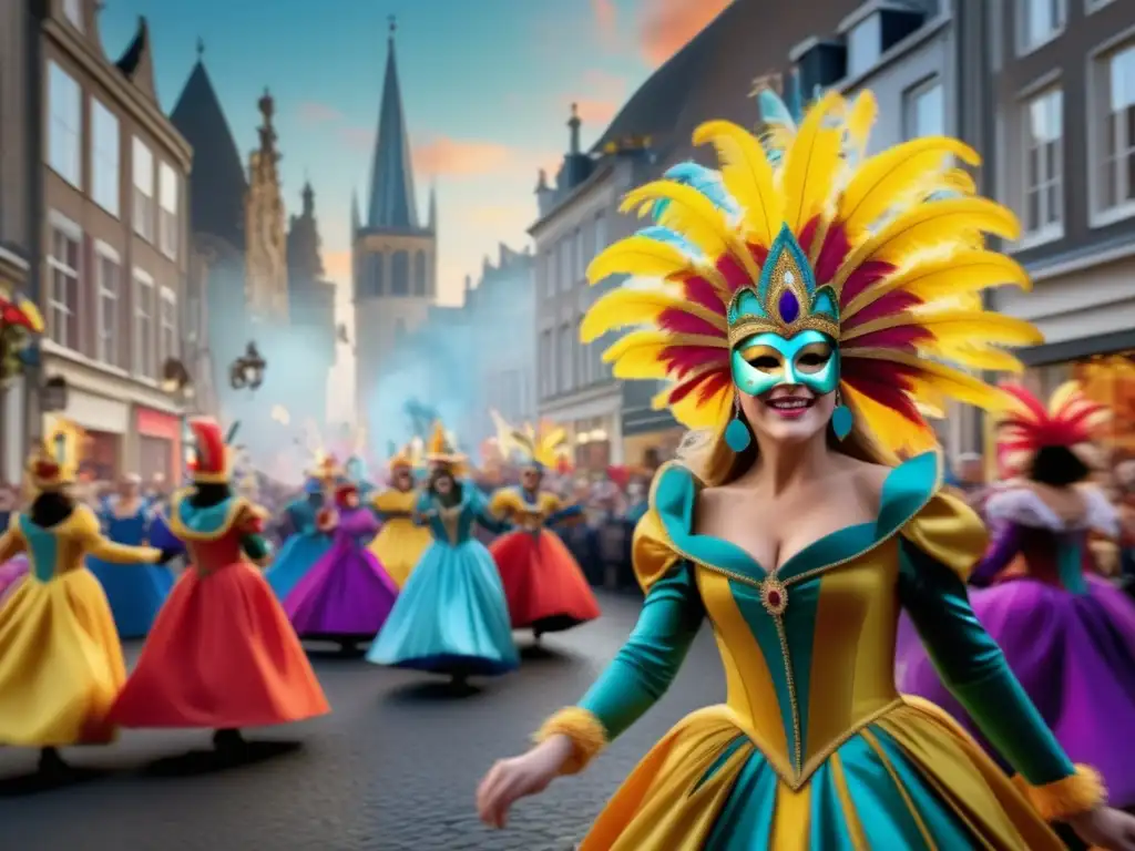 Escena vibrante de carnaval en Maastricht, Países Bajos