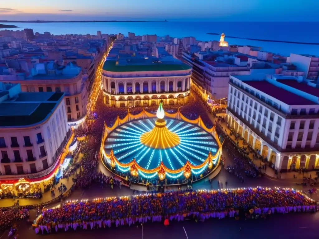 Noche deslumbrante del Carnaval de Montevideo: tradición y celebración en una imagen vibrante