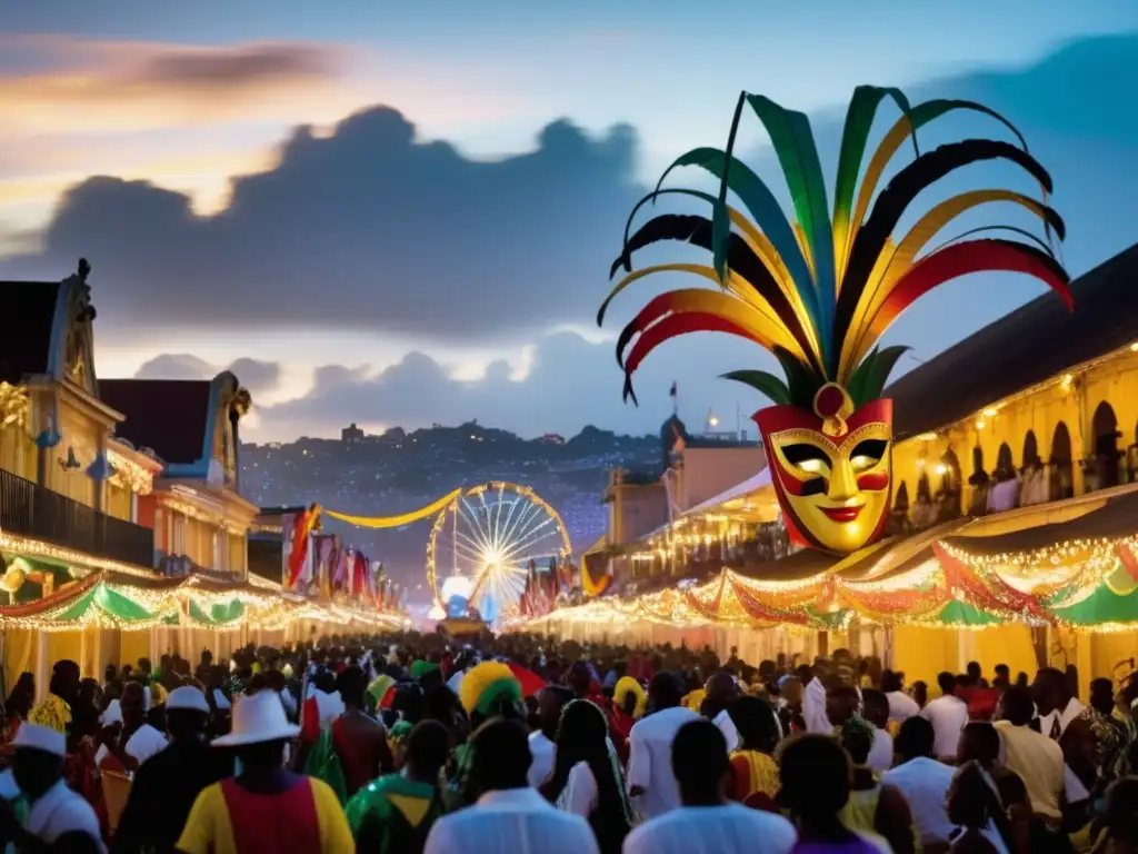 Escena vibrante de carnaval con música electrónica y luces mágicas (Importancia música electrónica carnaval)