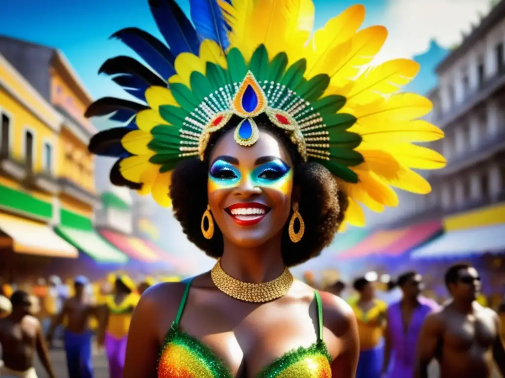 Carnaval en Río: Deslumbrante imagen realista de vibrantes festivales tradicionales con colores, plumas, lentejuelas y samba