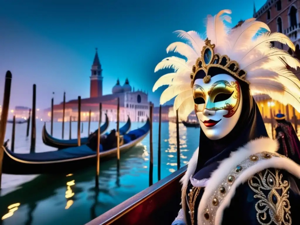 Escena misteriosa del Carnaval de Venecia con artefactos oscuros en festivales tradicionales