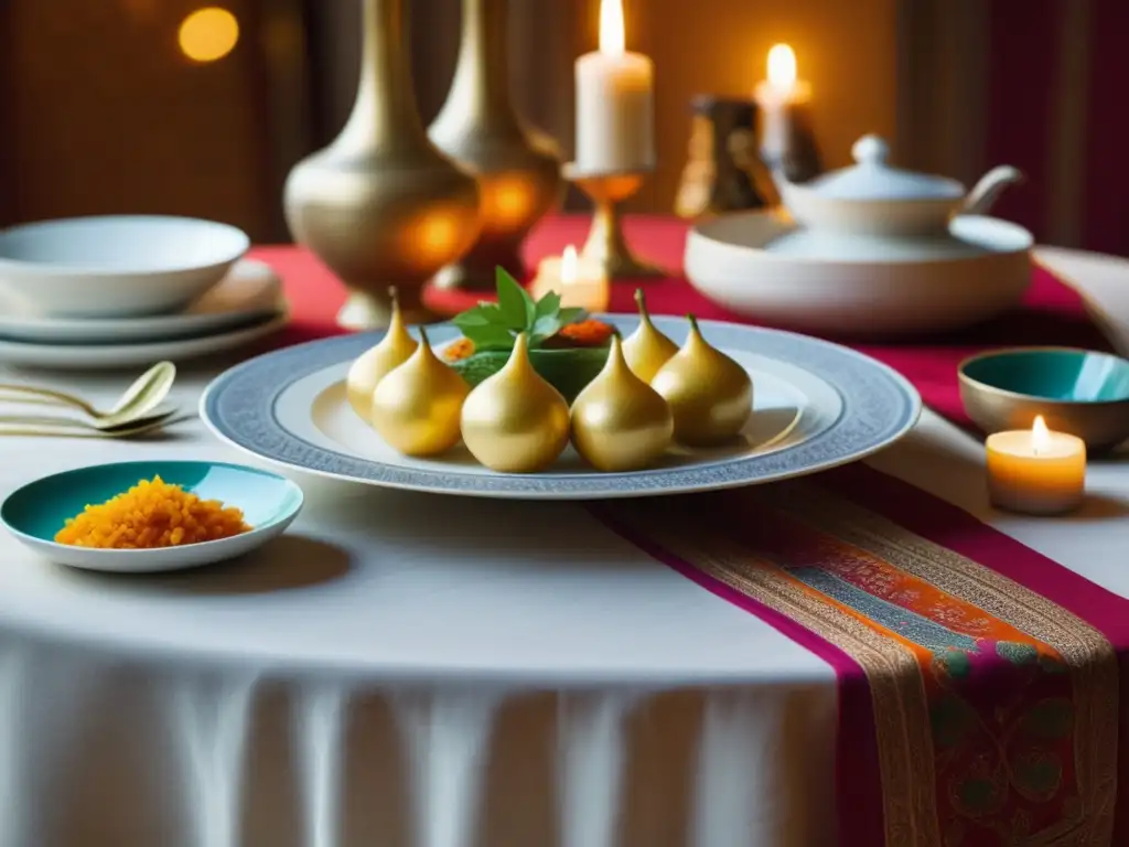 Mesa de comida con platos representando diferentes culturas - Significado cultural de los rituales alimentarios