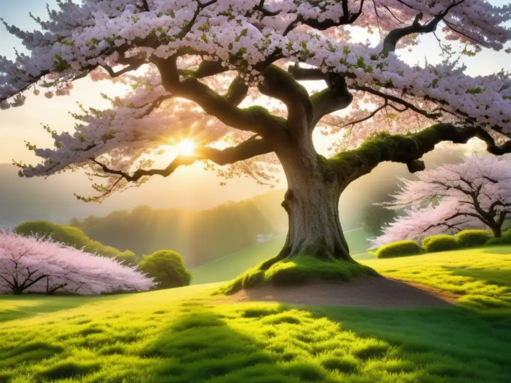 Árbol de cerezo en flor, belleza efímera del Festival Hanami Japón