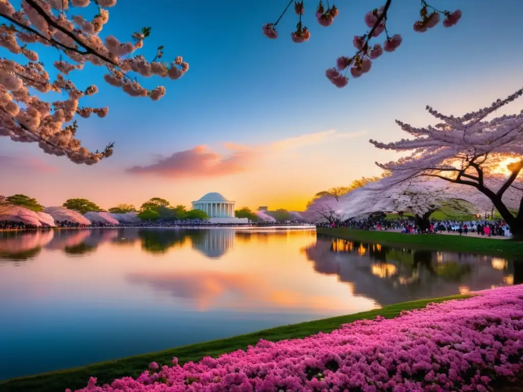 Festival Cerezos Flor Washington, Tidal Basin en plena floración, serenidad y encanto del festival