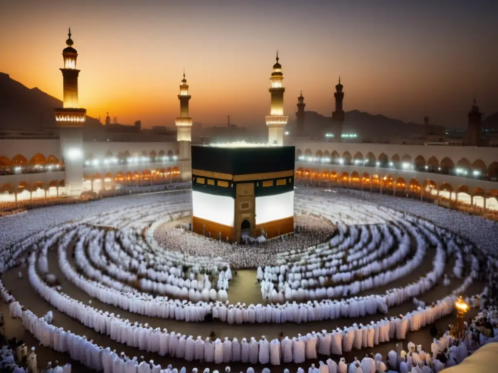 Courtyard sagrado en Mecca con festivales tradicionales de La Meca (110 caracteres)