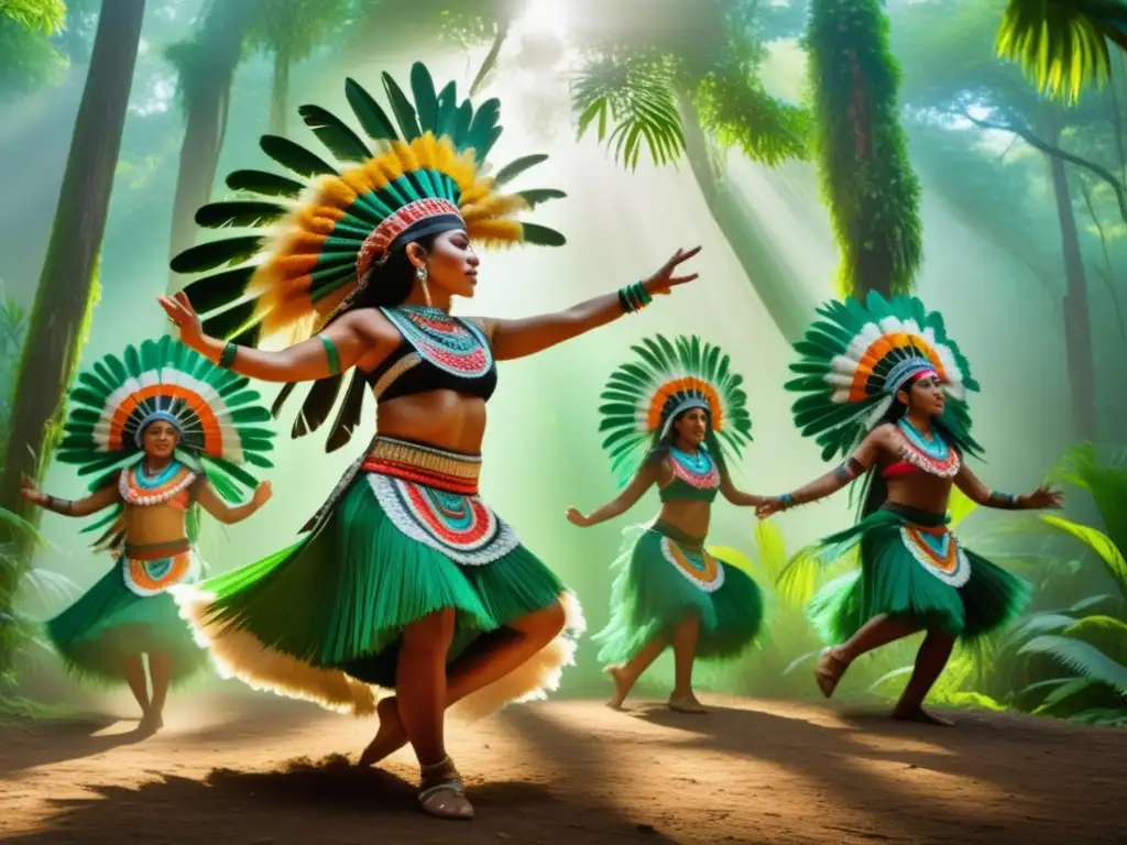 Festivales danza azteca en bosque con misticismo