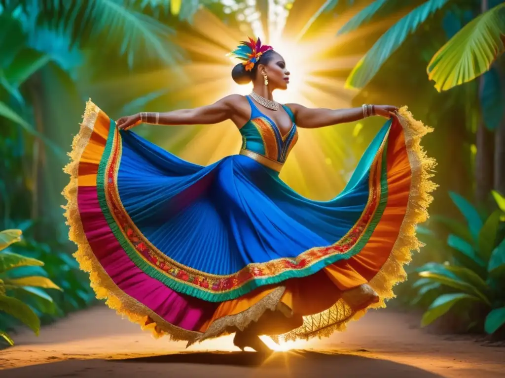 Bailarina cubana con traje tradicional, simbolismo indumentaria tradicional Cuba