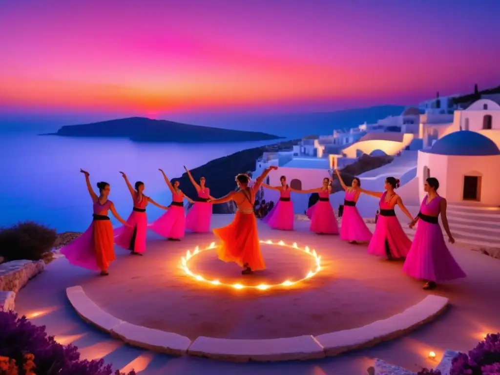 Festival de danza de espadas en Grecia al atardecer