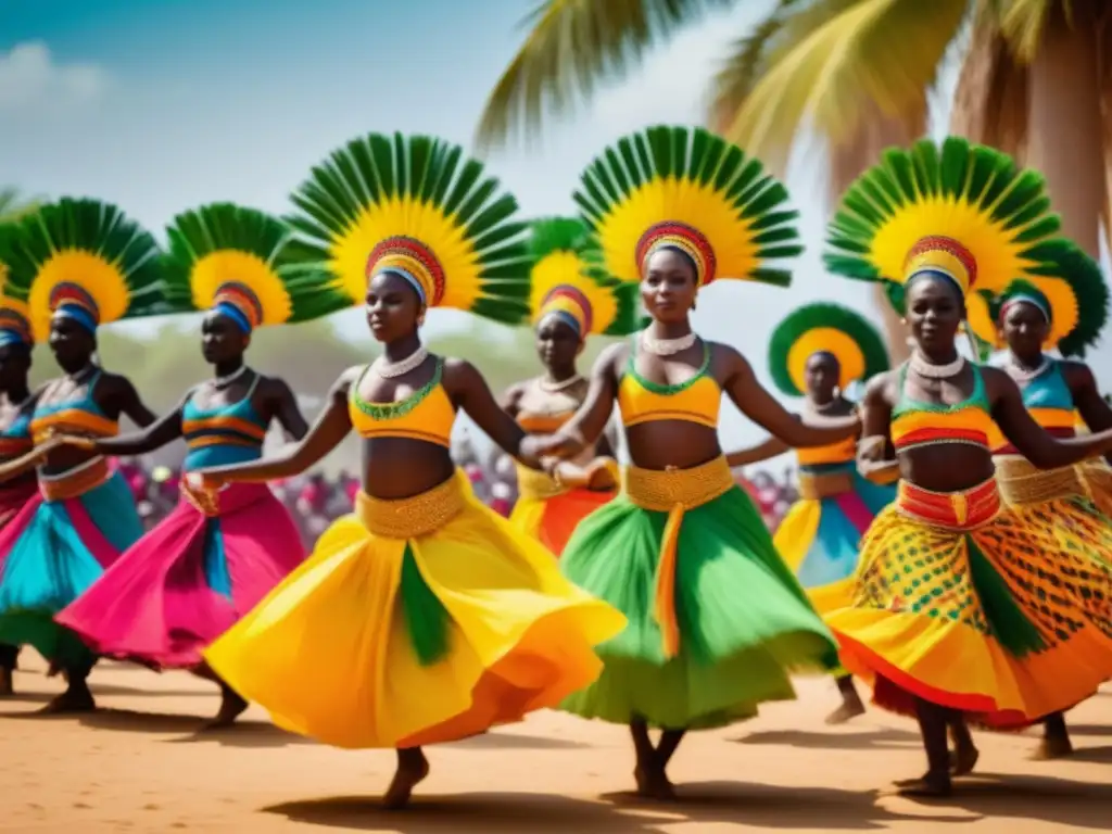 Festival de Danzas Sagradas en Senegal: Dancers tradicionales, trajes vibrantes, conexión espiritual