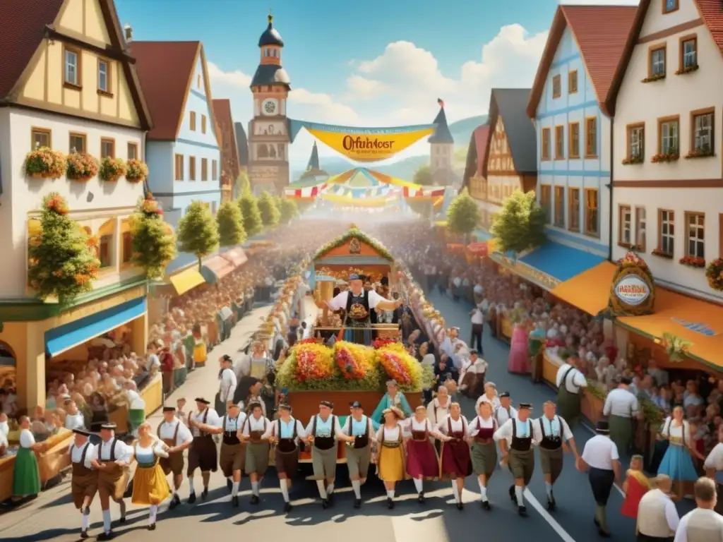 Desfile vibrante de Oktoberfest: Festivales de cerveza tradicionales, alegría y colorido