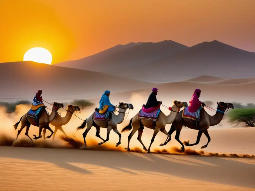 Paisaje del desierto de Túnez en el Festival de los Dromedarios, con vibrantes carreras y tradiciones ancestrales