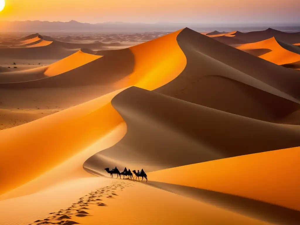 Festival Música Sahara: Celebración cultural desierto, encanto etéreo del atardecer en el Sahara, tribu nómada, música y paisaje mágico