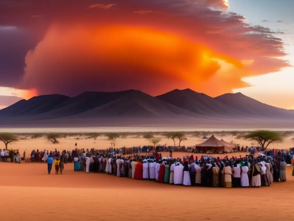 Festival de la Lluvia en el desierto de Namibia: comunidad local e invitados internacionales celebrando y preservando tradiciones (110 caracteres)