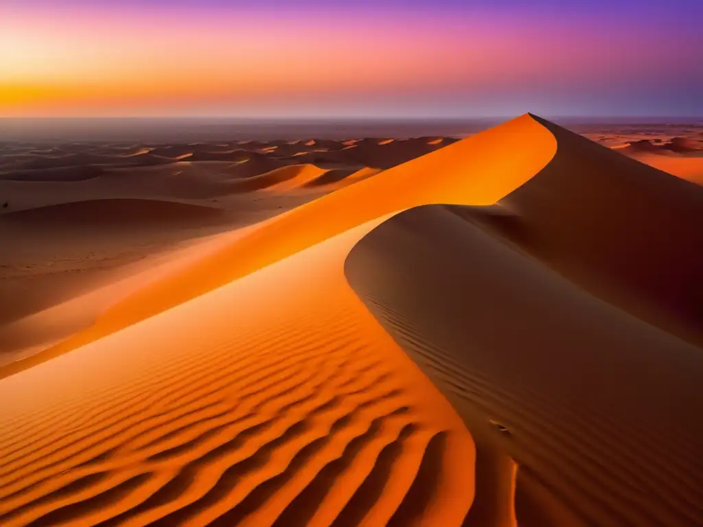 Vista impresionante del desierto del Sahara al atardecer