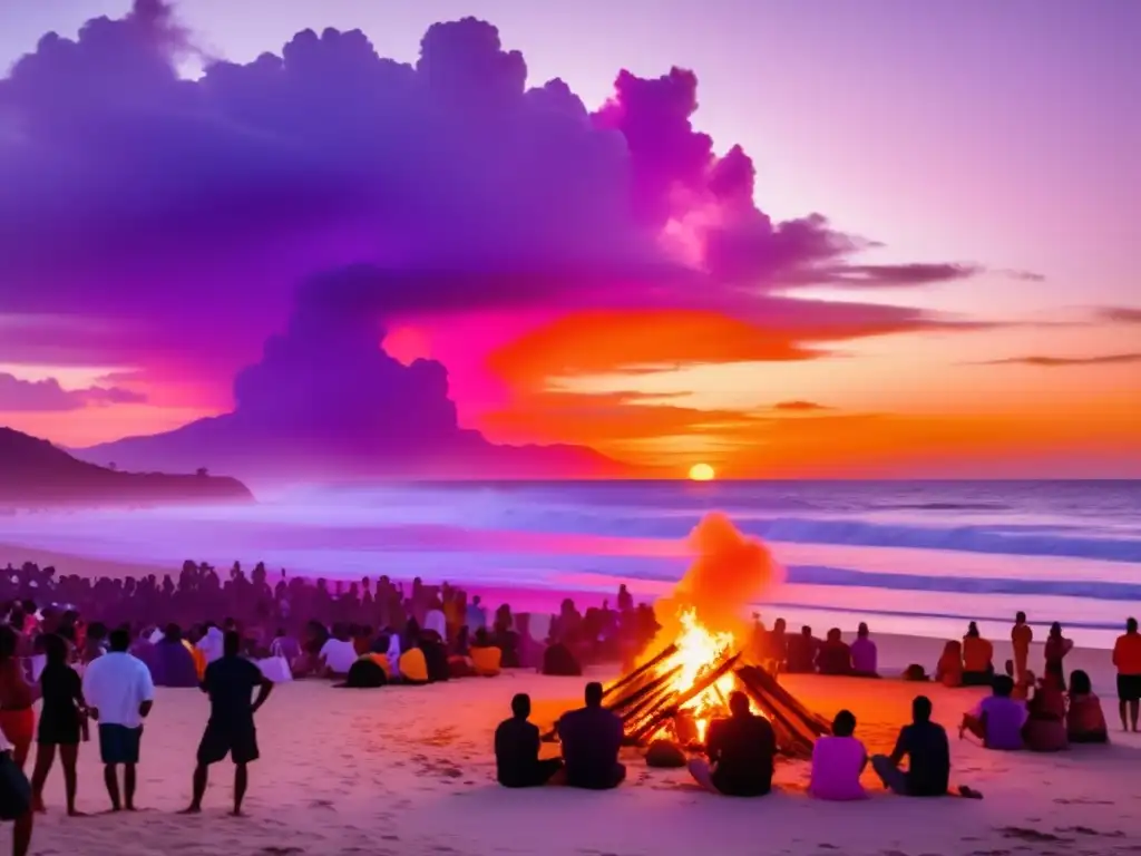 Celebración de El Día de San Juan: Historia y tradiciones en una impresionante escena de playa al atardecer