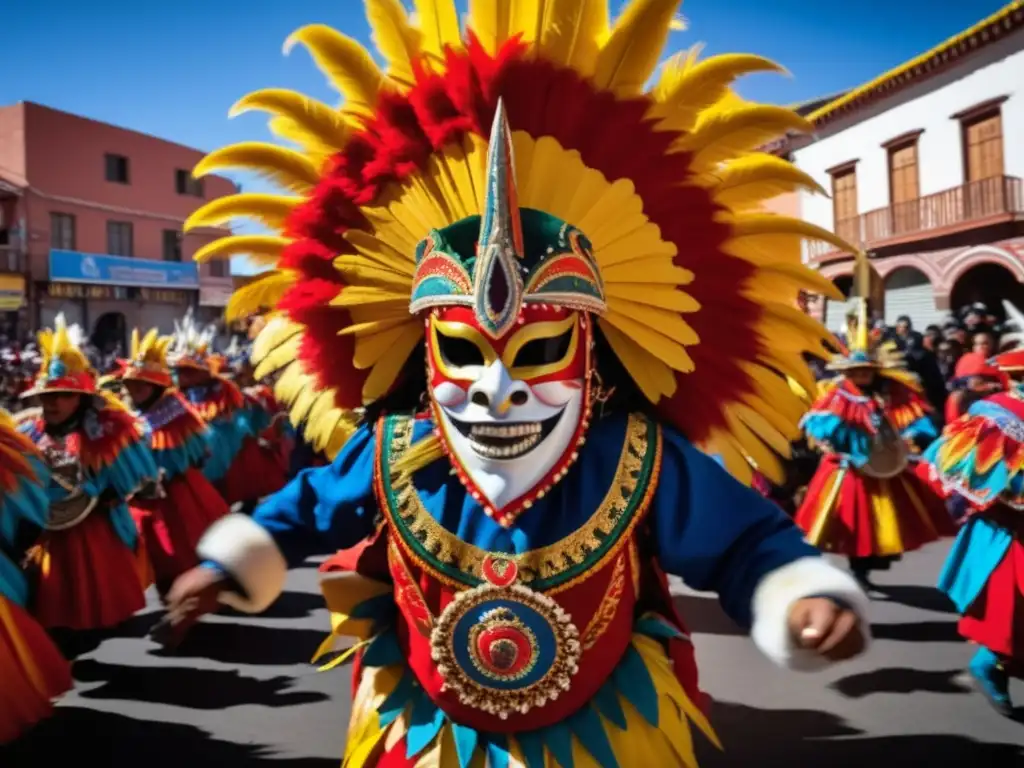 Escena vibrante de la Diablada en Oruro, Bolivia