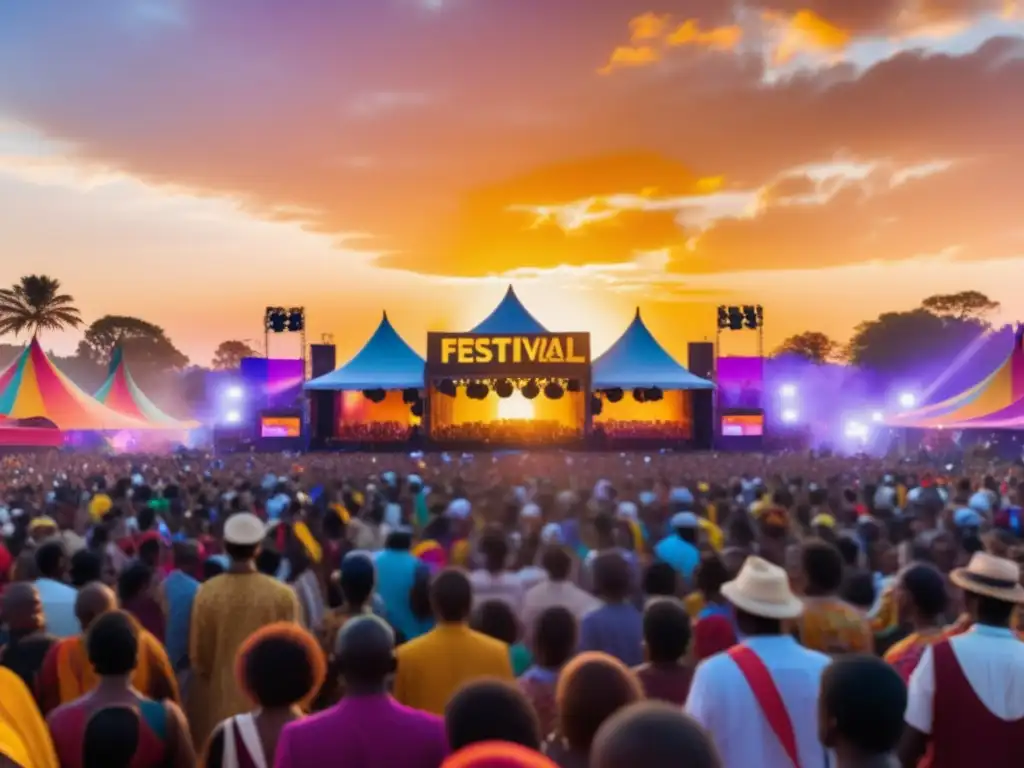 Escena impresionante en festival de música con fusión de elementos tradicionales y modernos