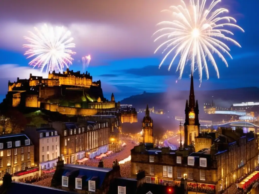 Fiesta tradicional en Edimburgo: Hogmanay, arquitectura icónica, luces de hadas, fuegos artificiales, cultura y festividad