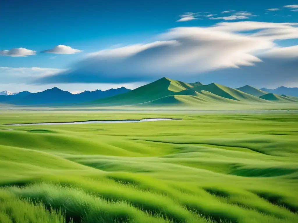 Paisaje impresionante de la estepa mongola, infinita y vasta, con montañas nevadas y nómadas en el Festival del Águila