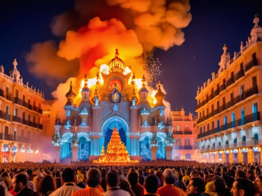 Festival de las Fallas en Valencia, España - Celebración tradicional de fuego con impresionantes fallas y un ambiente mágico