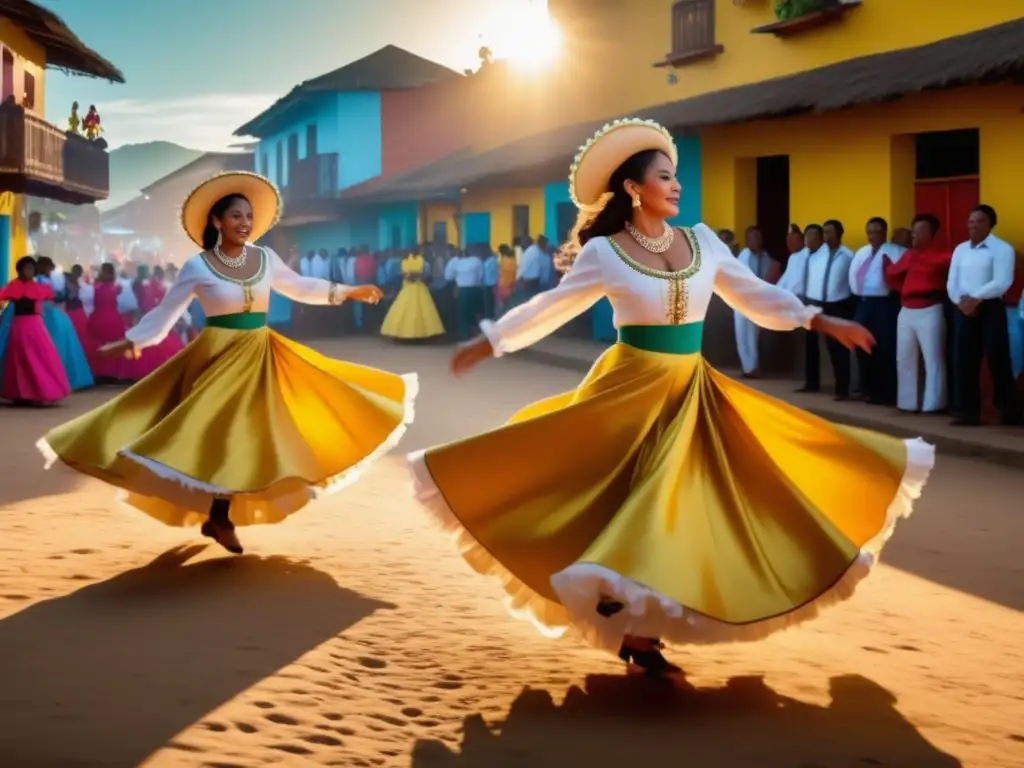 Tradición Feria Caña Colombia: danza, mercado y montañas en una imagen vibrante