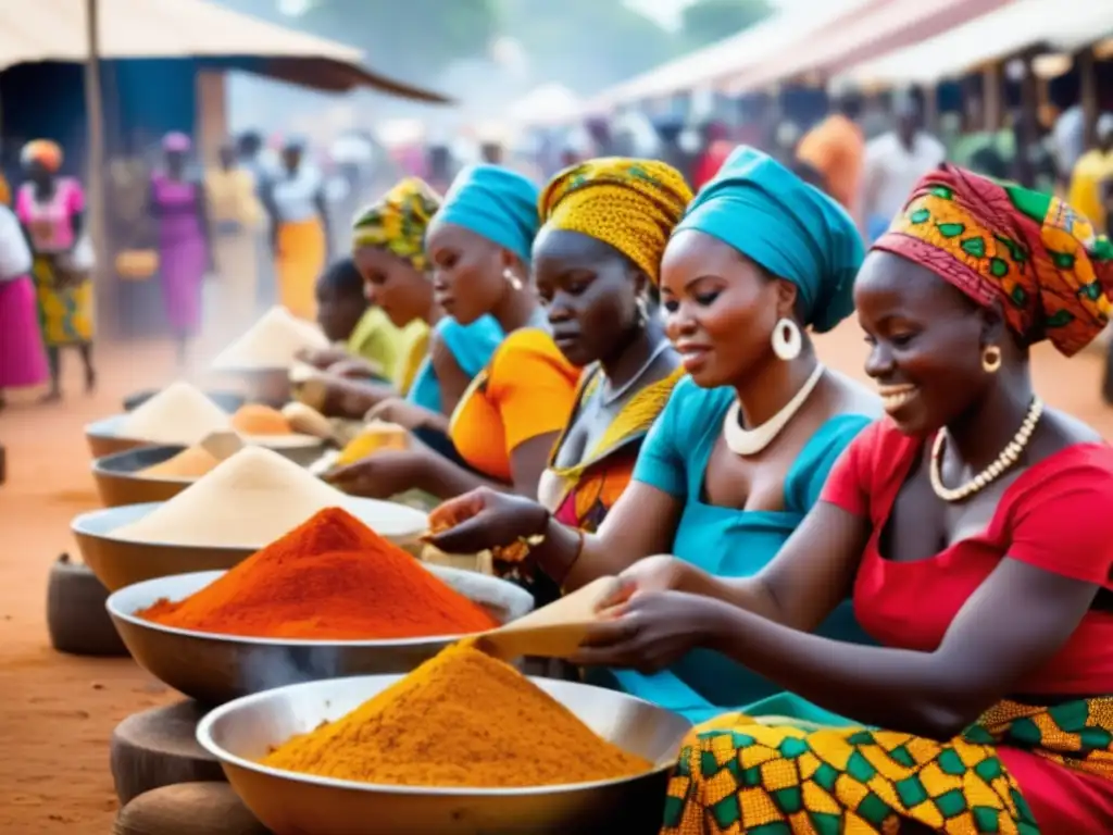 Mujeres africanas preparando comidas tradicionales en festival