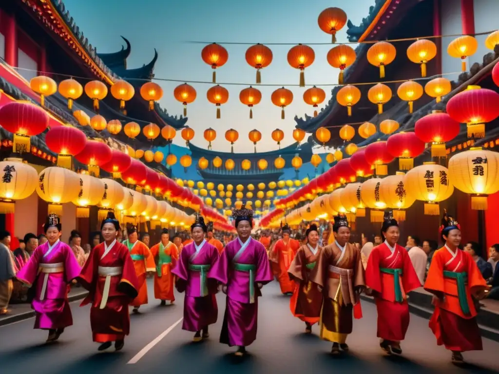 Festivales emergentes en Asia: descubriendo encanto tradicional - Procesión vibrante en festival tradicional, con música y trajes elaborados