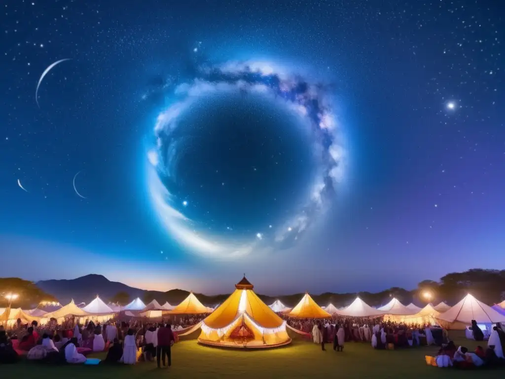 Festivales de Astrología Tradicionales bajo un cielo estrellado, místico y fascinante