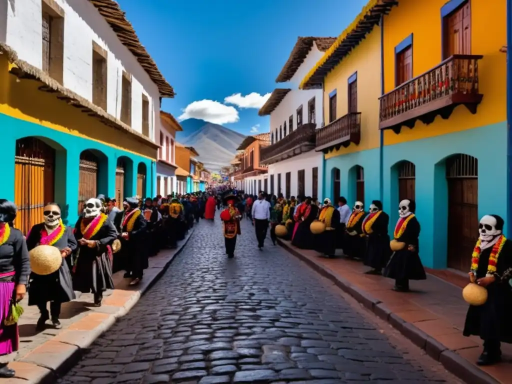 Festival Calaveras en Bolivia: vibrante escena callejera llena de color, tradición y música andina