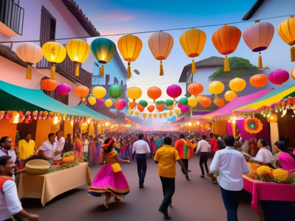 Imagen: Festival callejero en América Latina con música pop en festividades tradicionales