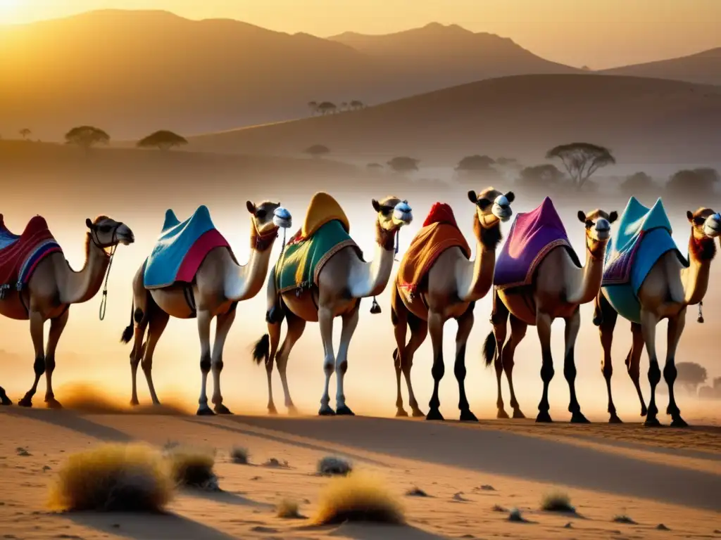 Festival Carrera Camellos Australia: Caminantes y expectación en paisaje desértico al amanecer, un festival cautivador