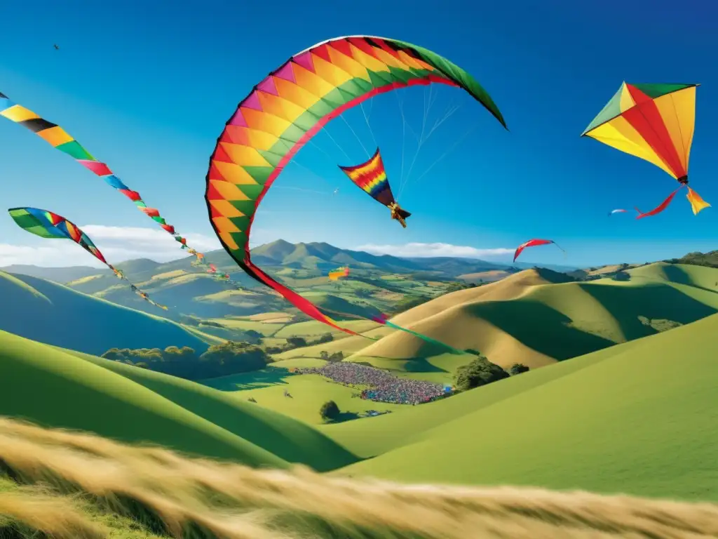 Festival de la Cometa en Nueva Zelanda: Kites coloridos y vibrantes llenan el cielo en un paisaje impresionante