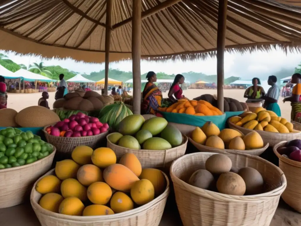 Festival de la Cosecha de Vanuatu: tradiciones y cultura en una vibrante imagen de mercado con colores, sonidos y aromas