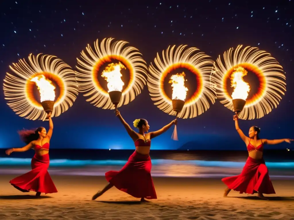 Celebración tradicional Festival de la Danza del Fuego en Samoa