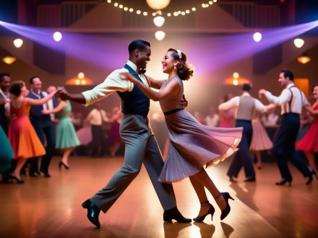 Pareja bailando en festival de swing americano