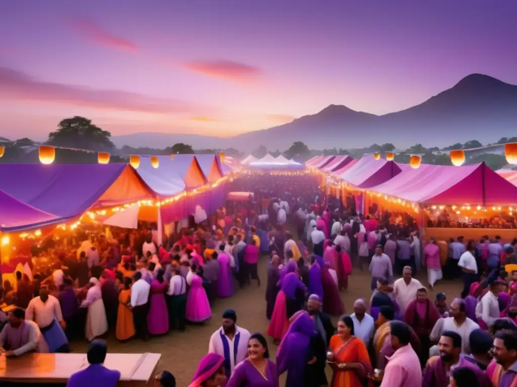 Festivales de cerveza tradicionales al atardecer, con una multitud alegre y colorida, cerveza y tradición en su esencia