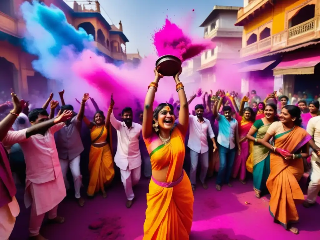 Festivales tradicionales internacionales: Celebración de Holi y Diwali en India, fusionando culturas con vibrantes colores y alegría