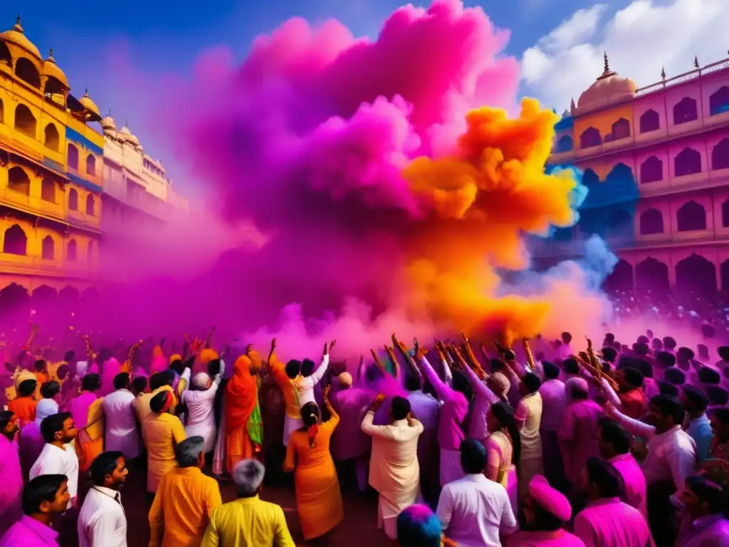 Celebración del Festival de los Colores en India